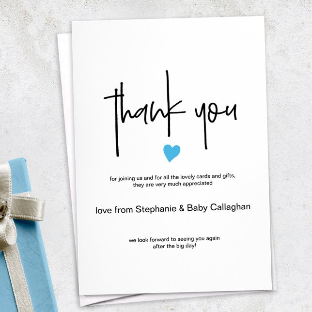 Tarjeta de agradecimiento moderna con corazón azul (Subido por el creador)