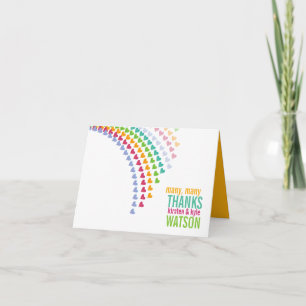 Tarjeta de agradecimiento moderna con corazones de
