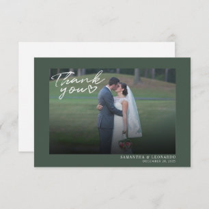 Tarjeta De Agradecimiento Moderna con letra manual de foto boda