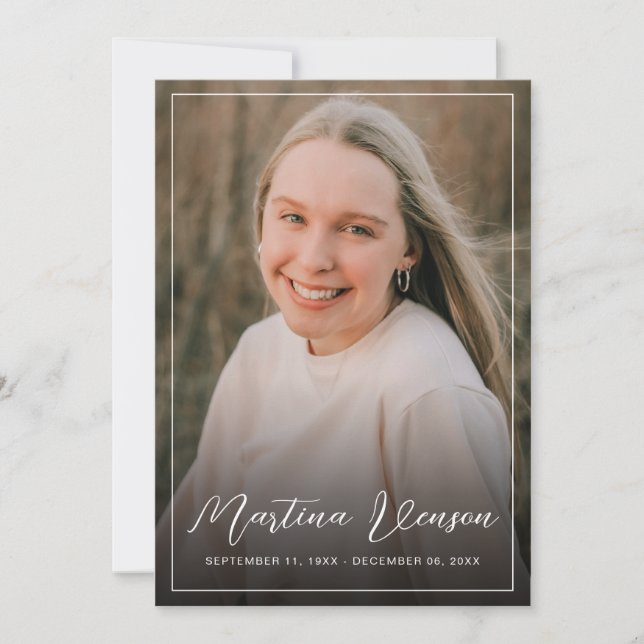 Tarjeta De Agradecimiento Moderna Condolence Memorial Sympathy Funeral (Anverso)