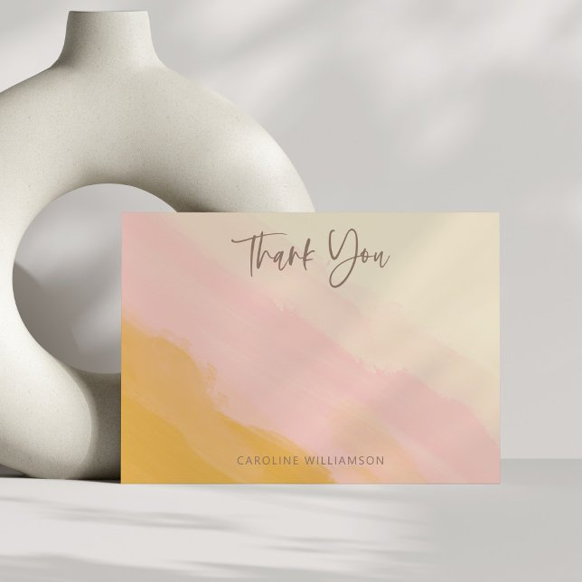 Tarjeta De Agradecimiento Moderna ducha de novia con guión amarillo rosa de  (Subido por el creador)