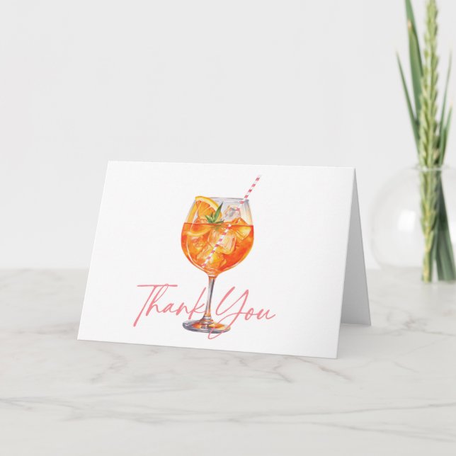 Tarjeta De Agradecimiento Moderna ducha de novia rosa de Aperol Spritz (Anverso)