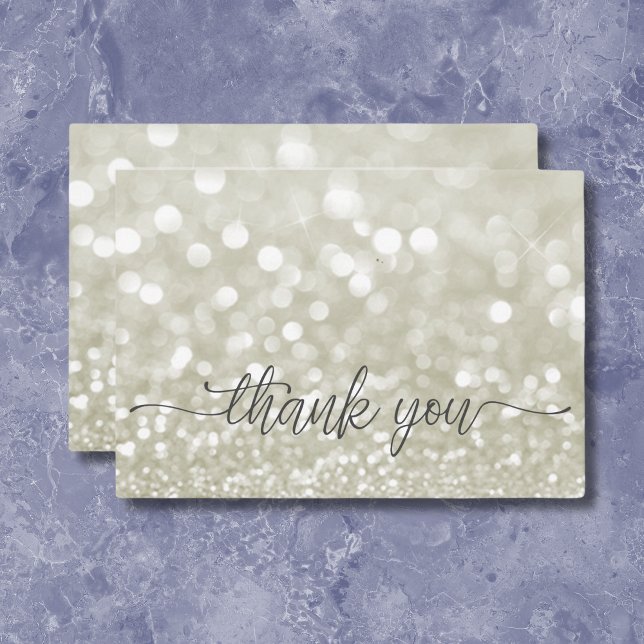 Tarjeta De Agradecimiento Moderna ducha Glamourous Gold Purpurina (Modern Glamourous Gold Glitter Shower Thank You Card)