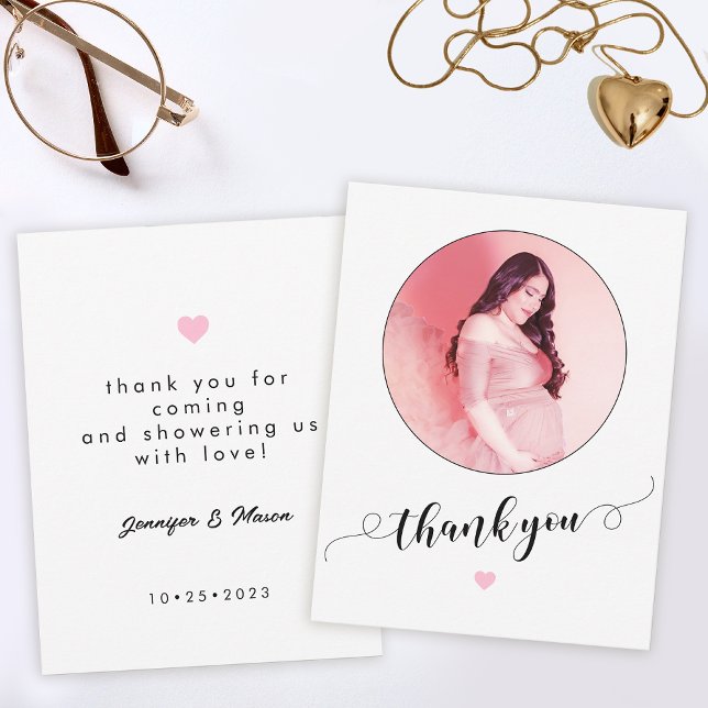 Tarjeta De Agradecimiento Moderna ducha mínima de bebé, mamá foto gracias (Subido por el creador)