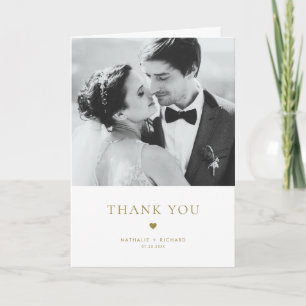 Tarjeta De Agradecimiento Moderna elegancia Boda de tipografía de oro