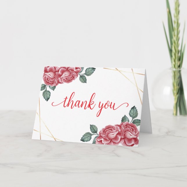 Tarjeta De Agradecimiento Moderna elegancia Rosa Floral querido Baby Shower (Anverso)