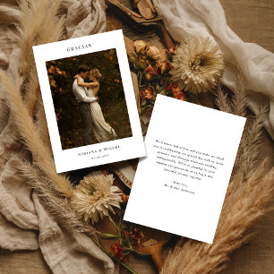 Tarjeta De Agradecimiento Moderna Elegante Boda Española Gracias Foto