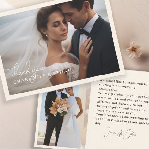 Tarjeta De Agradecimiento Moderna, elegante, manuscrita 2 Fotos