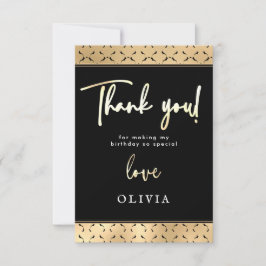Tarjeta De Agradecimiento Moderna fiesta de cumpleaños del Oro Blanco Negro