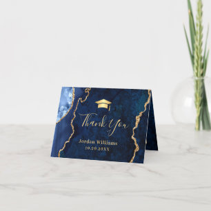 Tarjeta De Agradecimiento Moderna fiesta de graduación del ágata de mármol a