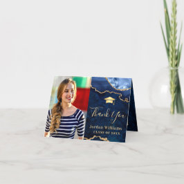 Tarjeta De Agradecimiento Moderna fiesta de graduación del ágata de mármol a