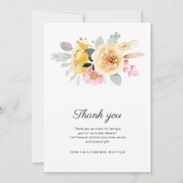 Tarjeta De Agradecimiento Moderna Floral Pastel Bridal Shower