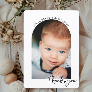 Tarjeta De Agradecimiento Moderna foto de Baby Shower escrita a mano Minimal