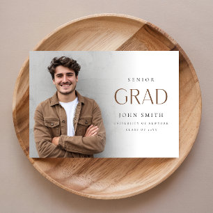 Tarjeta De Agradecimiento Moderna Foto de Graduación Elegante de Senior Mate