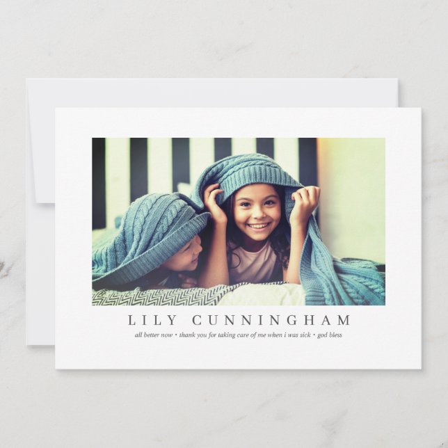 Tarjeta De Agradecimiento Moderna foto de Personalizado simple gracias a enf (Anverso)