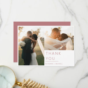 Tarjeta De Agradecimiento Moderna foto de un Rosa Boda Minimalista