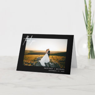 Tarjeta De Agradecimiento Moderna foto manuscrita gracias negro