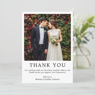 Tarjeta De Agradecimiento Moderna foto Minimalista de Boda simple