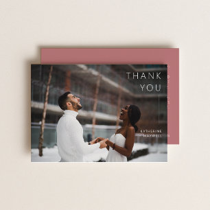 Tarjeta De Agradecimiento Moderna foto Minimalista de un Rosa -Boda