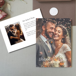 Tarjeta De Agradecimiento Moderna foto simple amor al corazón Boda Gracias