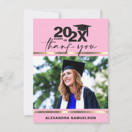 Tarjeta De Agradecimiento Moderna Graduación Cap Año Oro Rosa | FOTO
