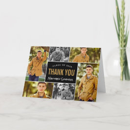Tarjeta De Agradecimiento Moderna graduación de 6 Collages de fotos Gracias