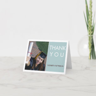 Tarjeta De Agradecimiento Moderna graduación de foto en bloque Gracias Blanc