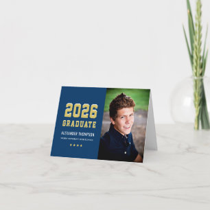 Tarjeta De Agradecimiento Moderna graduación de fotografía de oro de la Mari