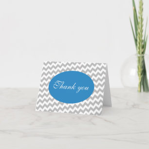 Tarjeta de agradecimiento moderna gris Chevron y a