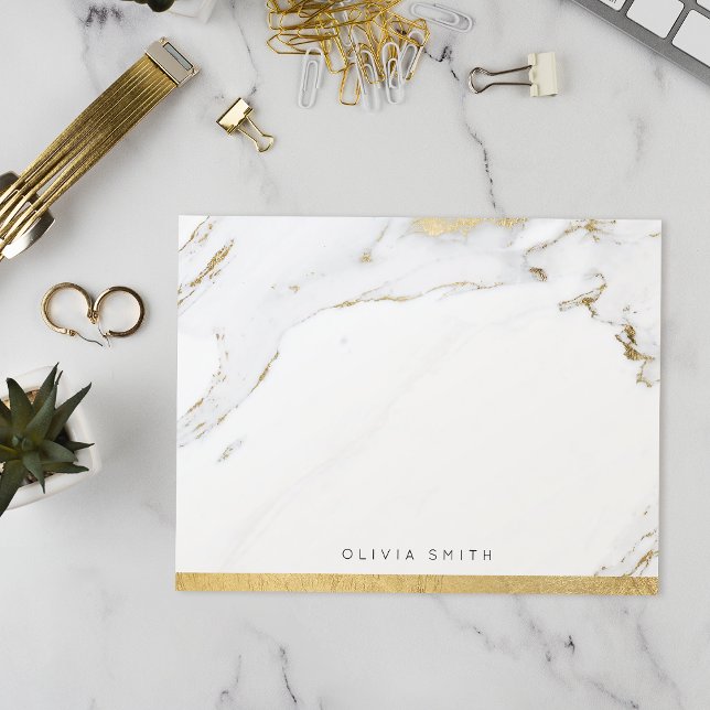 Tarjeta De Agradecimiento Moderna imitación de mármol oro personalizado Stat (Modern faux gold marble personalized Stationery Thank You Card)