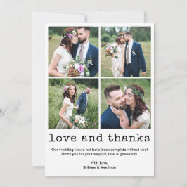 Tarjeta De Agradecimiento Moderna máquina de escribir de moda Textos 4 Boda