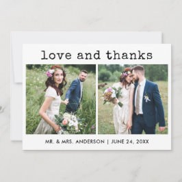 Tarjeta De Agradecimiento Moderna máquina de escribir texto Boda 2 foto