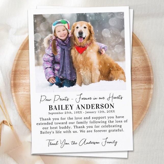 Tarjeta De Agradecimiento Moderna Mascota Dog Memorial Personalizado Fotogra (Subido por el creador)
