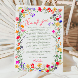 Tarjeta De Agradecimiento Moderna moda boho brillante flores silvestres grad