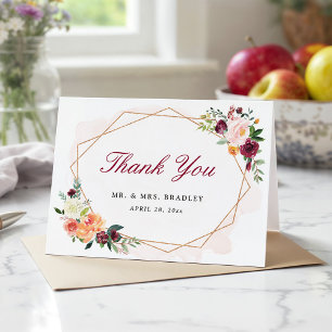 Tarjeta De Agradecimiento Moderna Moda de marco geométrico Floral Gracias