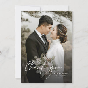Tarjeta De Agradecimiento Moderna Moda minimalista 2 fotos Boda