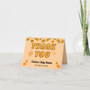 Tarjeta De Agradecimiento Moderna Moda Naranja de Citrus-Tema Cute Baby Show