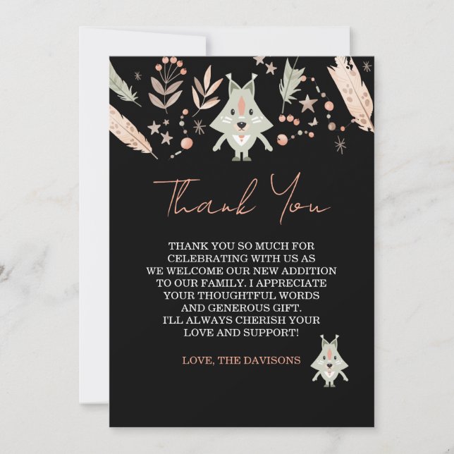 Tarjeta de agradecimiento moderna para baby shower (Anverso)
