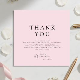 Tarjeta de agradecimiento moderna para baby shower