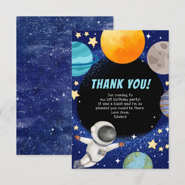 Tarjeta de agradecimiento moderna para cumpleaños  (Anverso / Reverso)