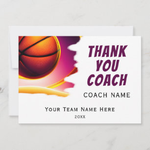 Tarjeta De Agradecimiento Moderna pelota de baloncesto Gracias entrenador