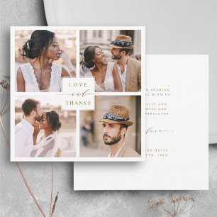 Tarjeta De Agradecimiento Moderna Plaza Boda de oro de 4 Collages de fotos