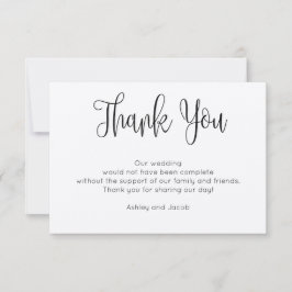 Tarjeta de agradecimiento moderna rústica. Boda se
