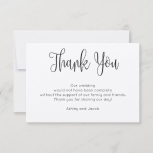 Tarjeta de agradecimiento moderna rústica. Boda se