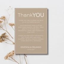 Tarjeta de agradecimiento moderna Taupe Ivory Old