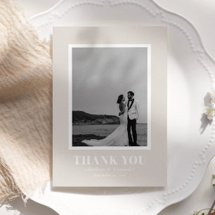 Tarjeta De Agradecimiento Moderna tipografía audaz boda foto gracias auto