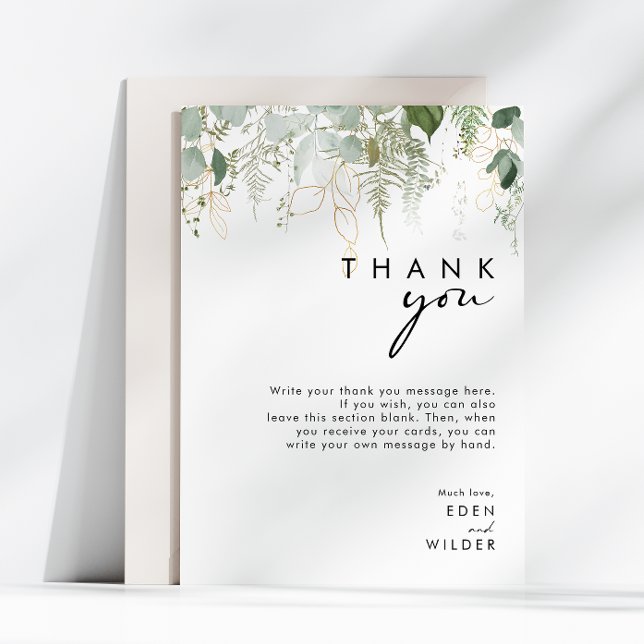 Tarjeta De Agradecimiento Moderna vegetación vertical Baby Shower Gracias (Subido por el creador)