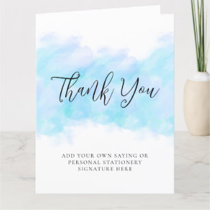 Tarjeta De Agradecimiento Moderna y elegante Aquamarine plegado Gracias Cart