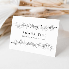 Tarjeta De Agradecimiento Moderna y elegante Baby Shower floral de flores si