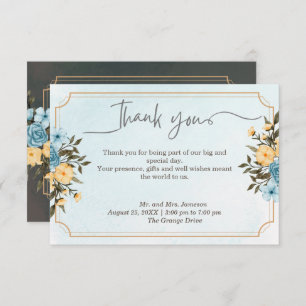 Tarjeta De Agradecimiento Moderna y elegante Boda de color de agua floral